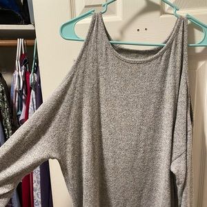 Grey cold shoulder sweater top